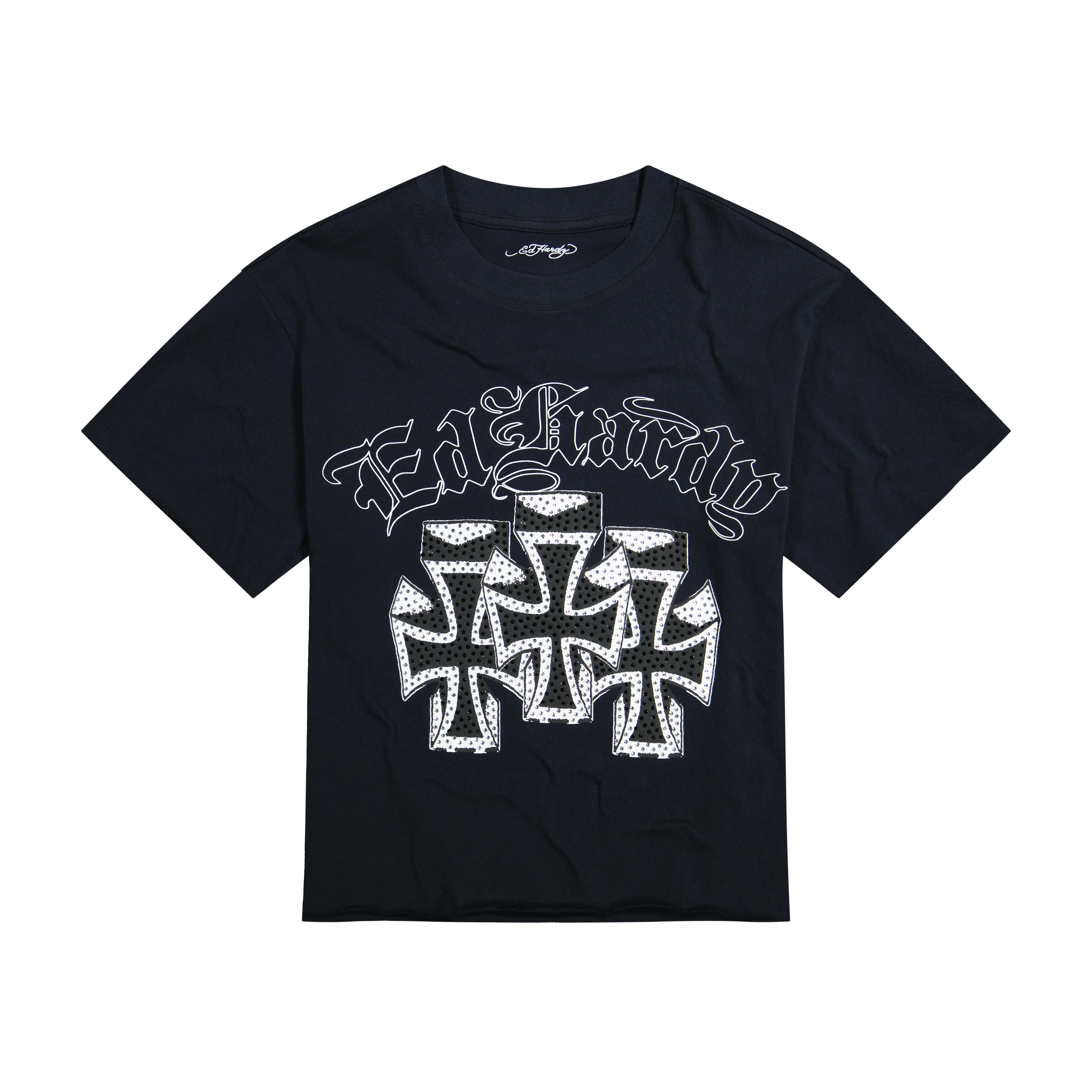 Crosses Rhinestone Boxy Cropped Tee