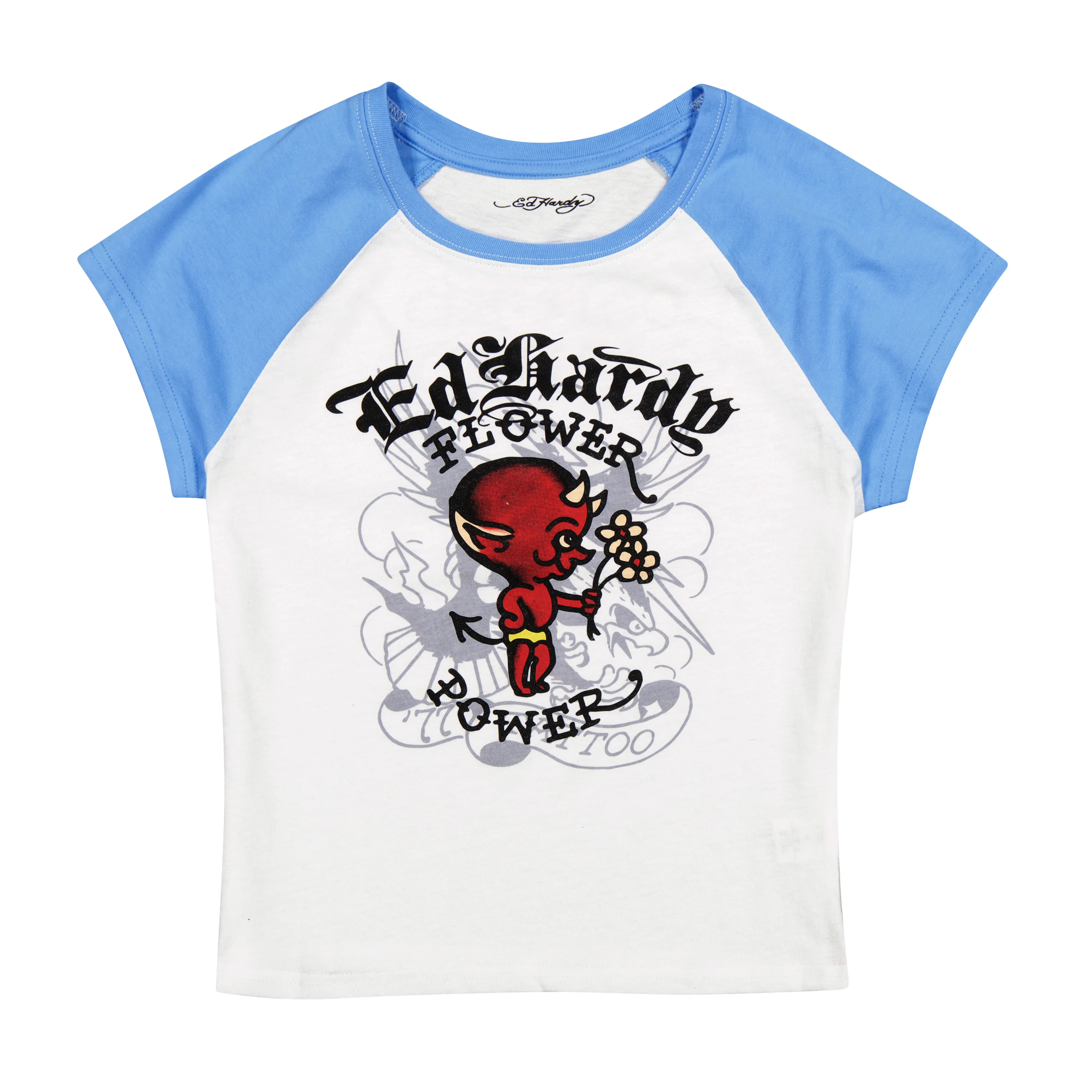 2068-devil-flower-raglan-cap-sleeve-tee-1.webp Devil Flower Raglan Cap Sleeve Tee