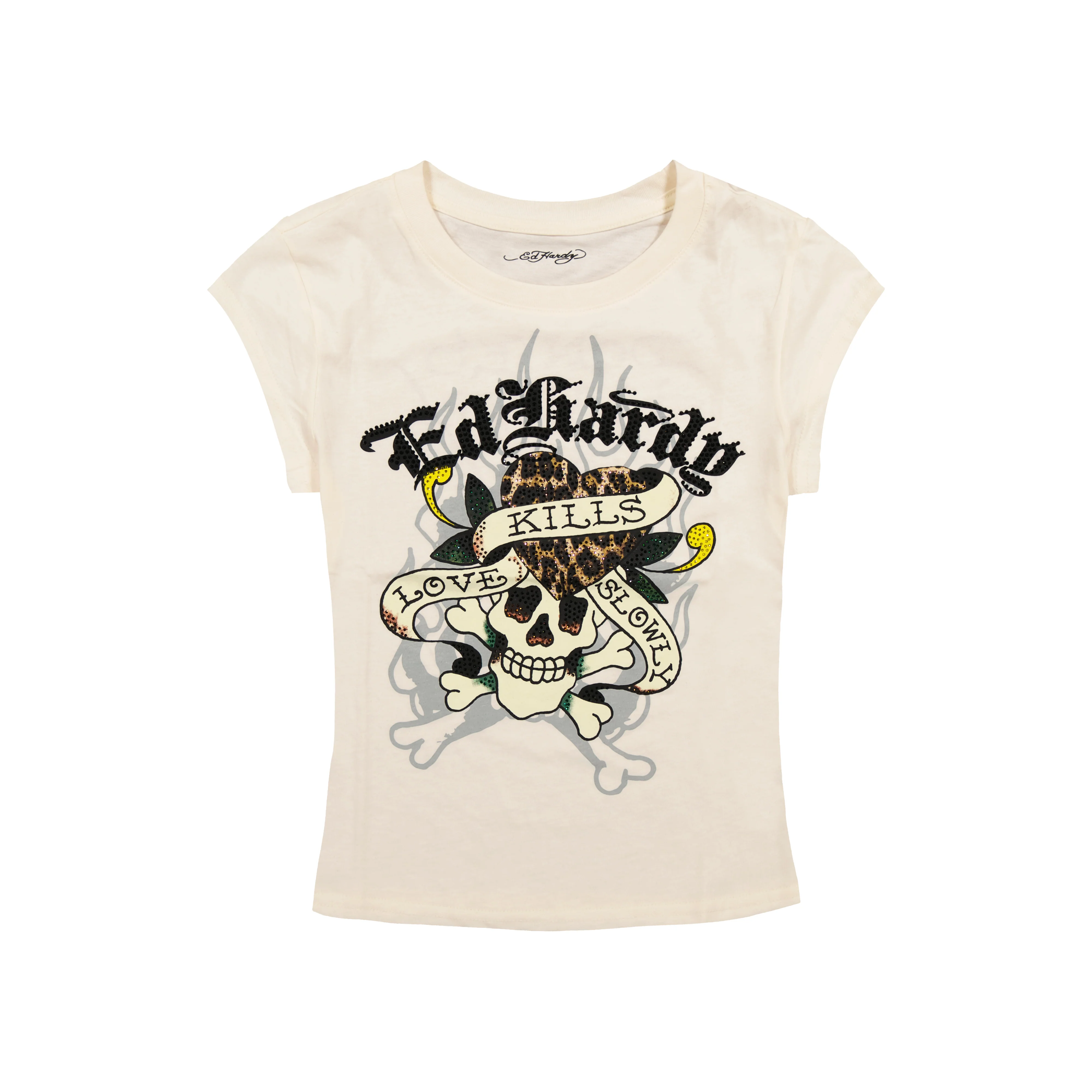 LKS Skull Rhinestone Cap Sleeve Tee