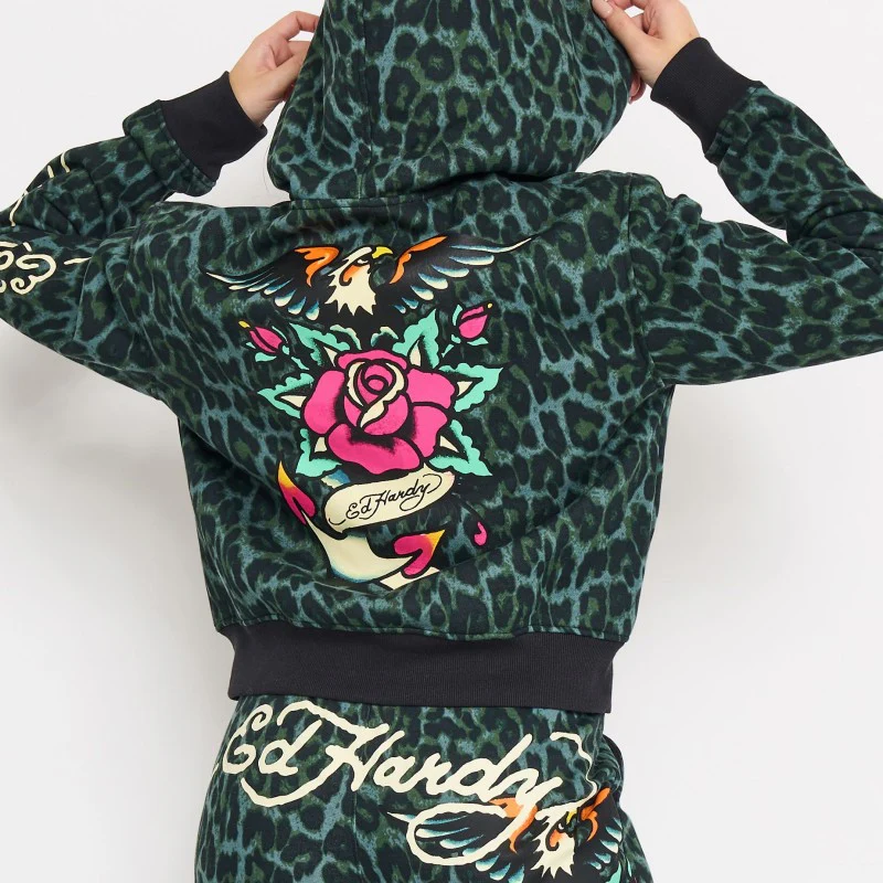 Anchor Rose Relaxed Zip Front Hoodie