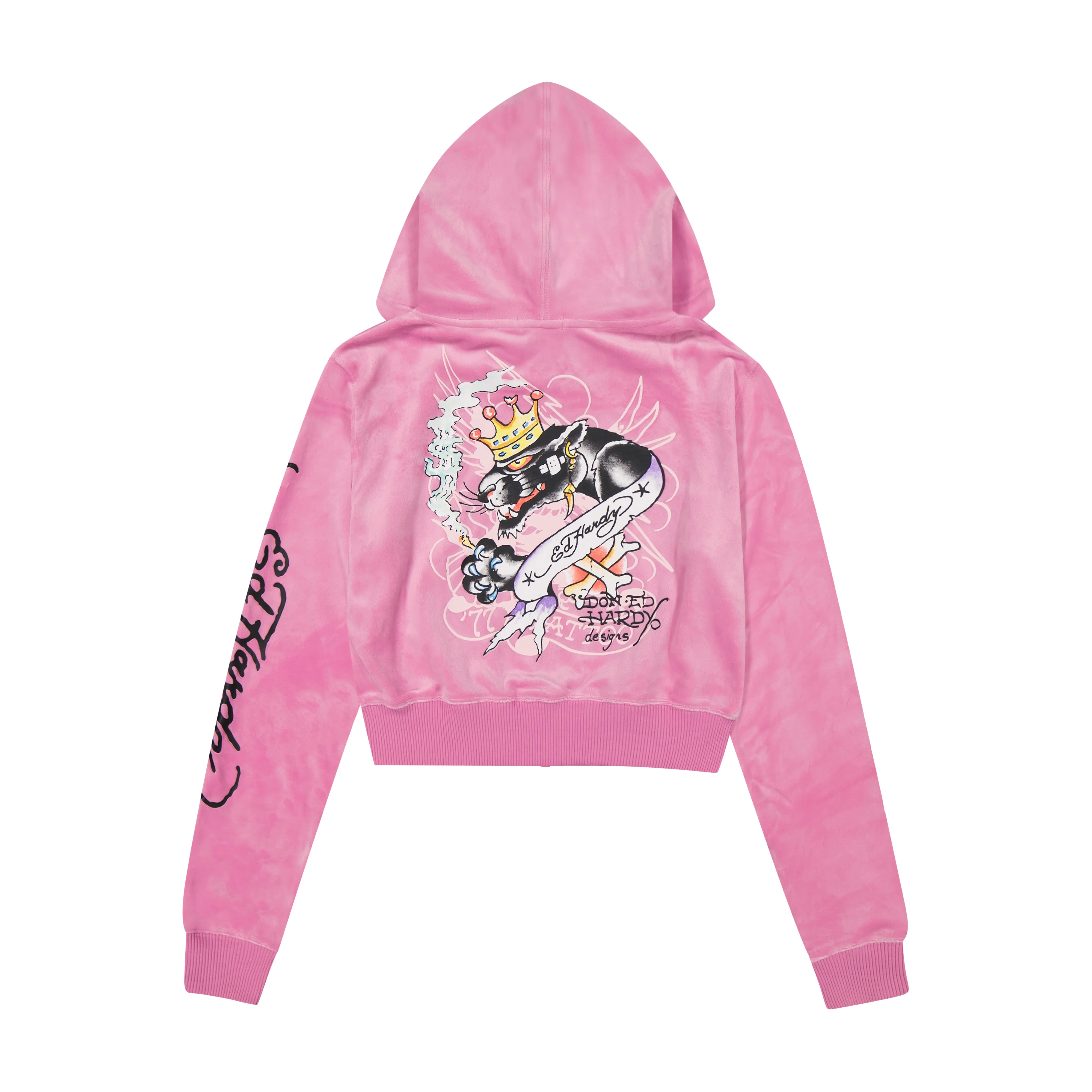 Panther Crown Velour Zip Front Hoodie