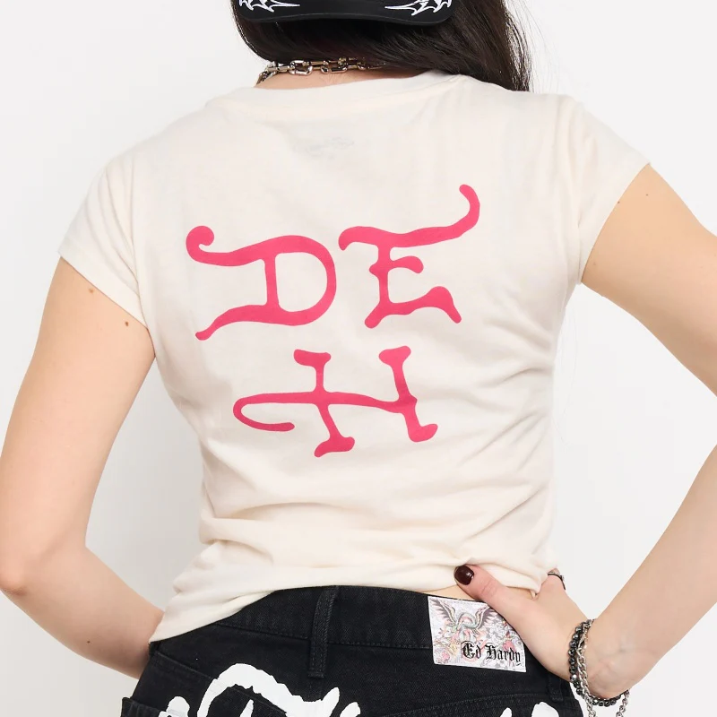 Pink Flame Skull Cap Sleeve