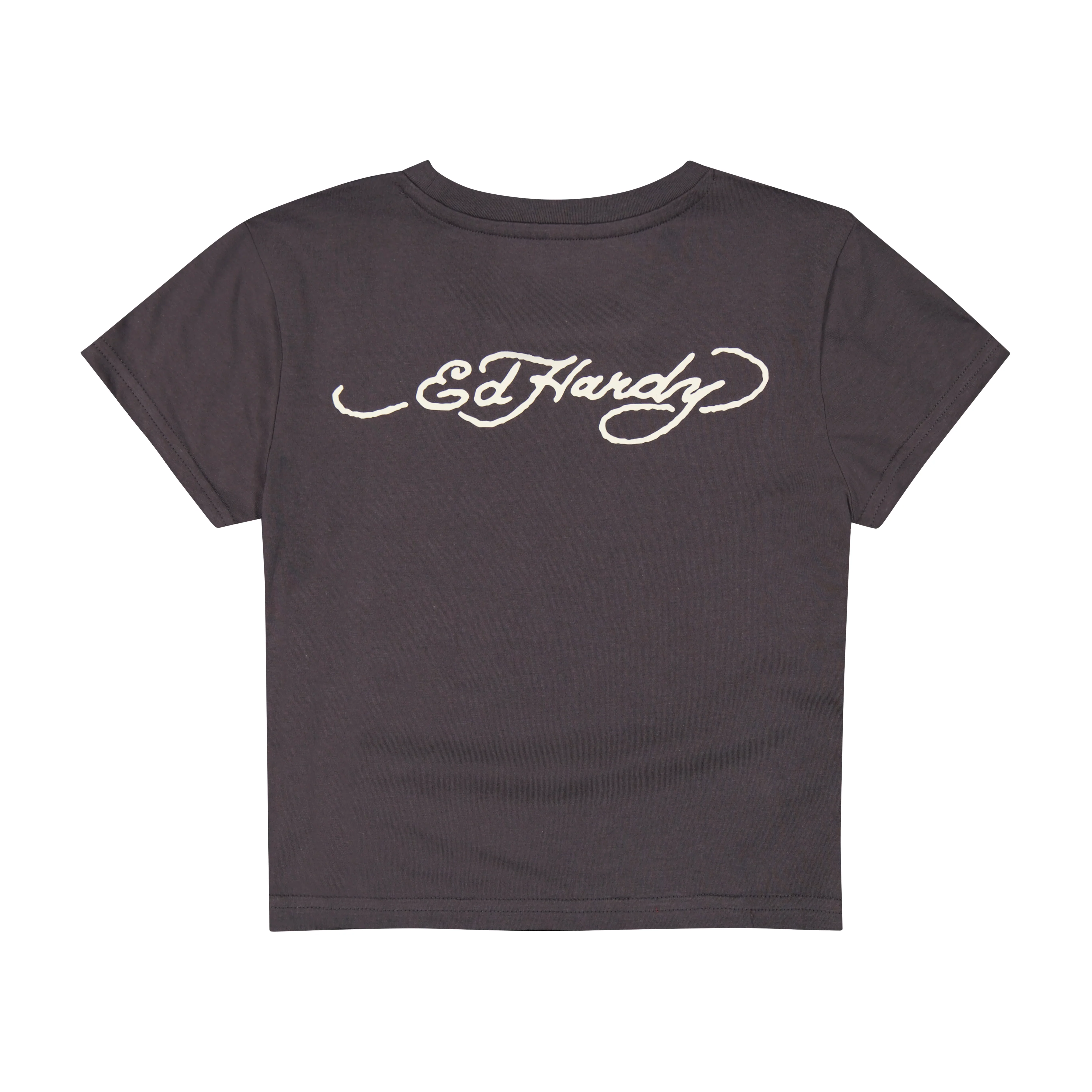 Rose Heart Baby Tee - Charcoal
