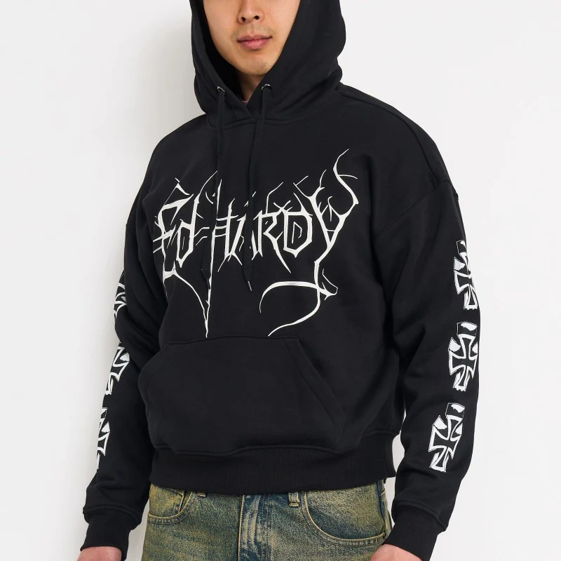 Cyber Crosses Puff Print Boxy Hoodie