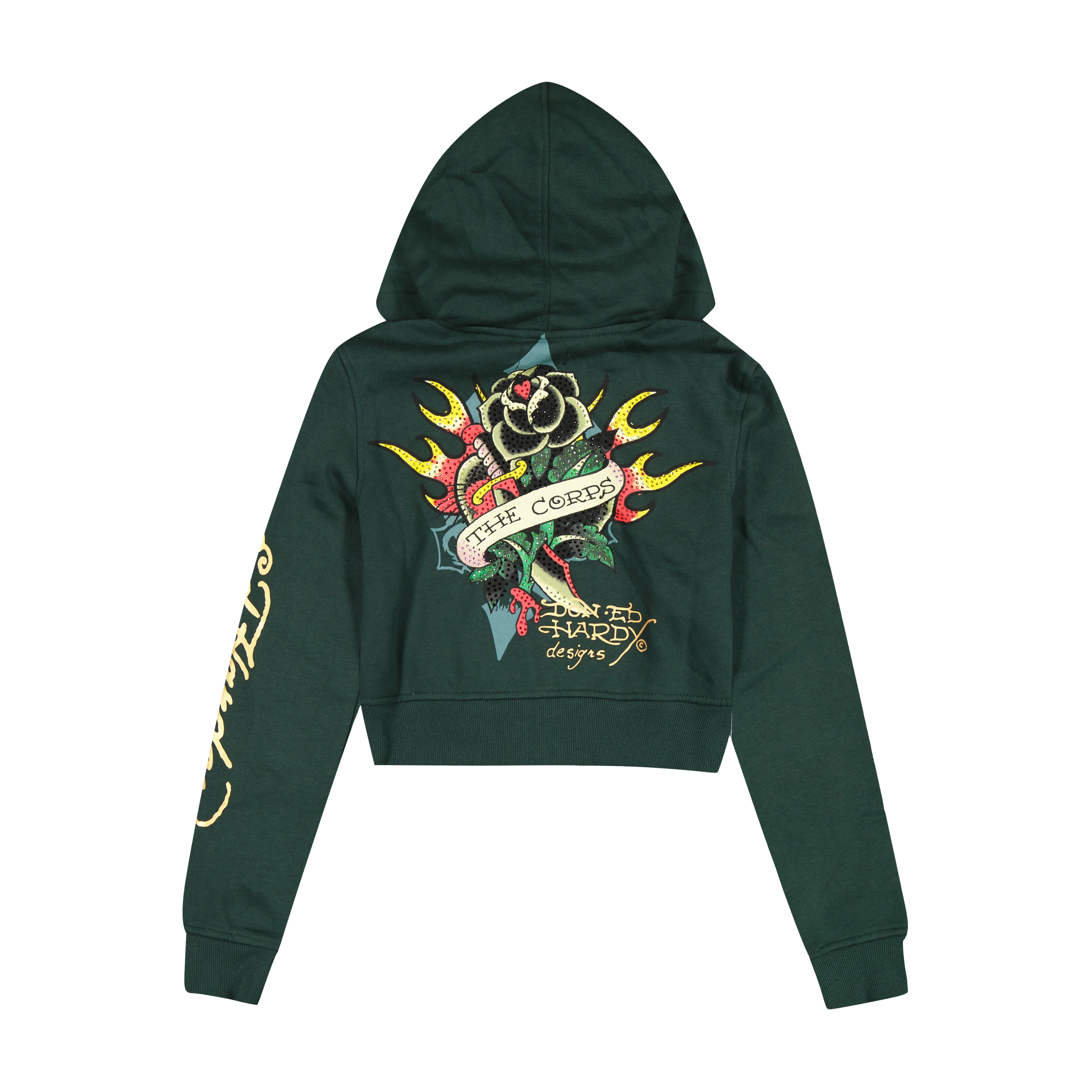 Sacred Heart Zip Front Rhinestone Hoodie