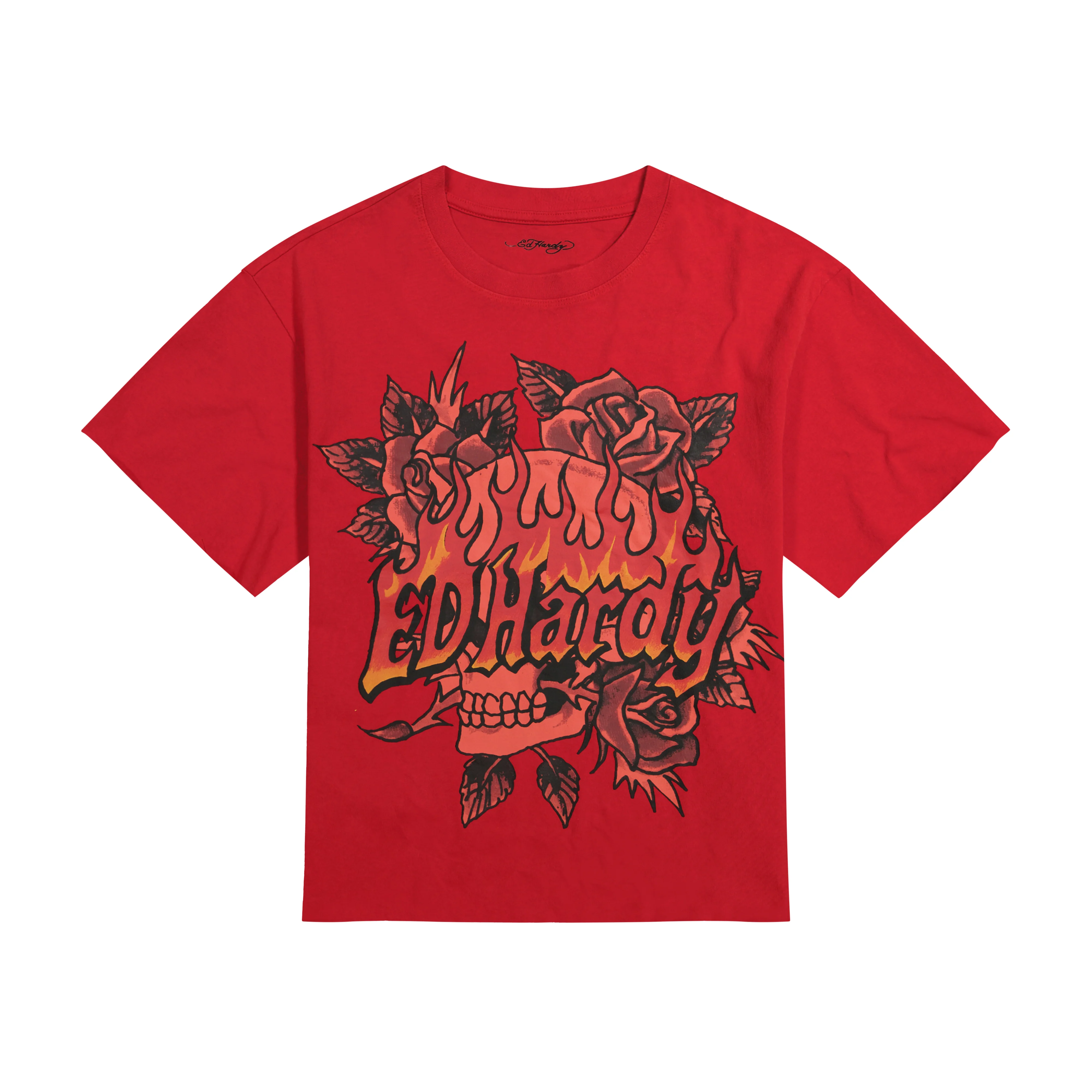 Skull Roses Boxy Cropped Tee