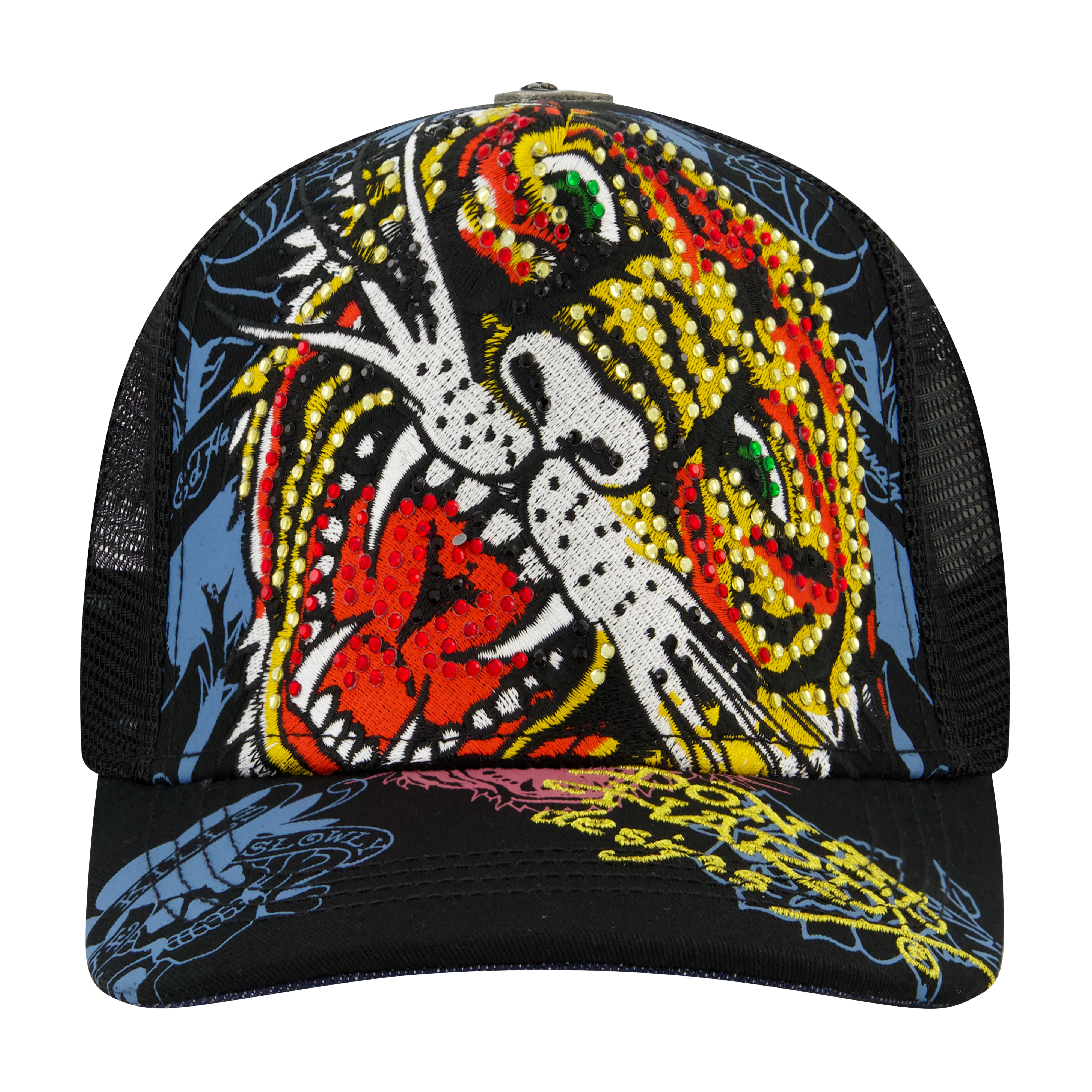 3575-tiger-head-rhinestone-trucker-hat-1.webp Tiger Head Rhinestone Trucker Hat
