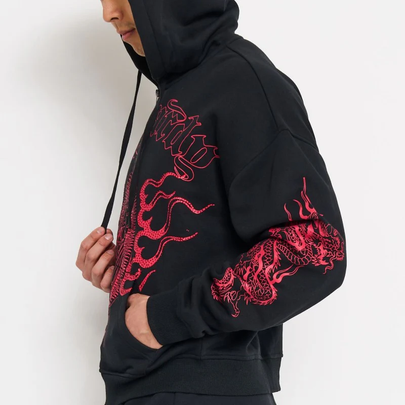 Mary Dragons Rhinestone Boxy Zip Hoodie